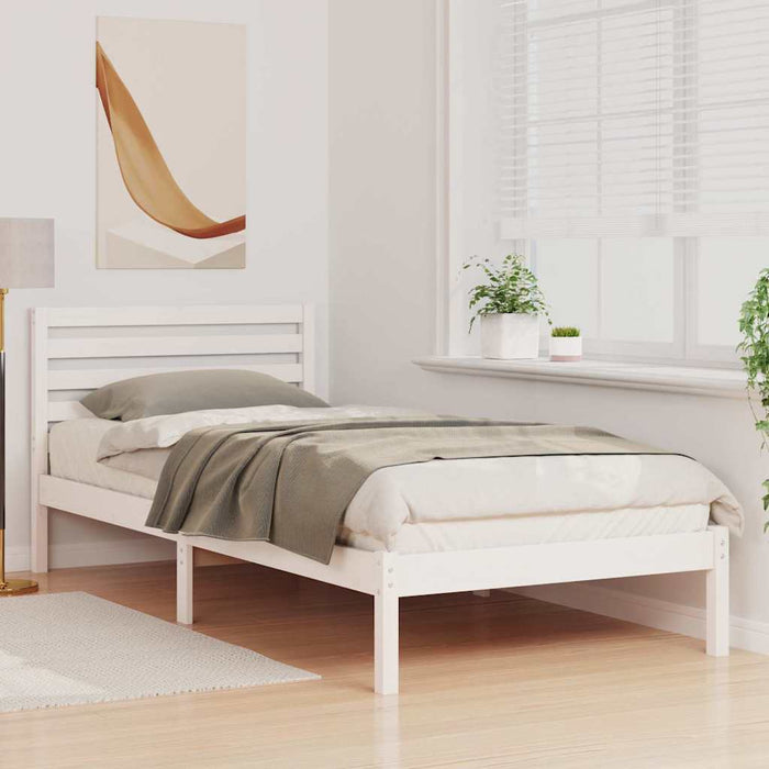 Cadru de pat cu headboard Alb 90 x 210 cm Lemn masiv de pin - WALTI WALTI