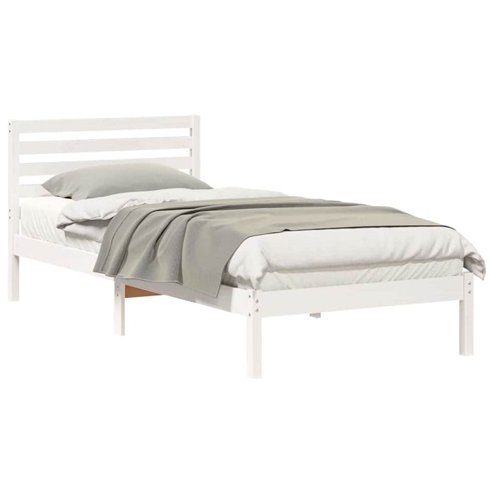 Cadru de pat cu headboard Alb 90 x 210 cm Lemn masiv de pin - WALTI WALTI