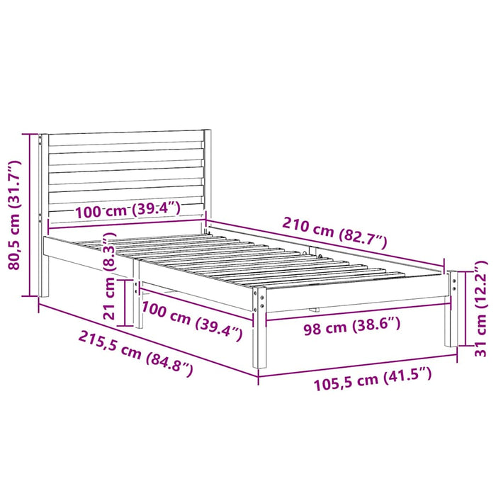 Cadru de pat Maro ceruit 100 x 210 cm Lemn masiv de pin - WALTI WALTI