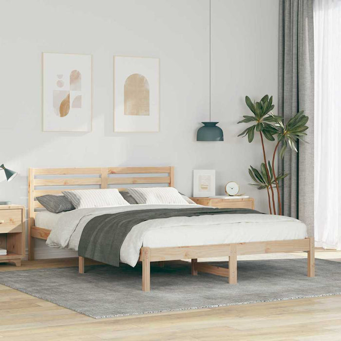 Cadru de pat cu headboard Maro 140 x 210 cm Lemn masiv de pin - WALTI WALTI