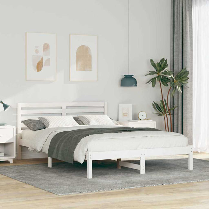 Cadru de pat cu headboard Alb 140 x 210 cm Lemn masiv de pin - WALTI WALTI