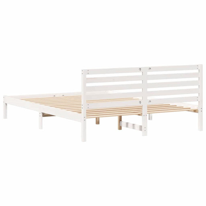 Cadru de pat cu headboard Alb 160 x 210 cm Lemn masiv de pin - WALTI WALTI