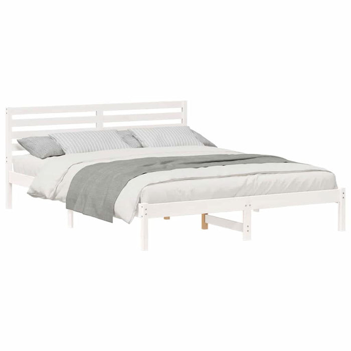 Cadru de pat cu headboard Alb 160 x 210 cm Lemn masiv de pin - WALTI WALTI