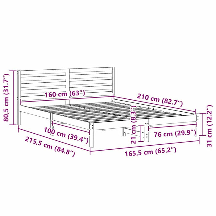 Cadru de pat cu headboard Alb 160 x 210 cm Lemn masiv de pin - WALTI WALTI