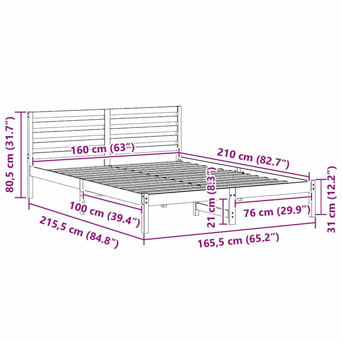 Cadru de pat Maro ceruit 160 x 210 cm Lemn masiv de pin - WALTI WALTI