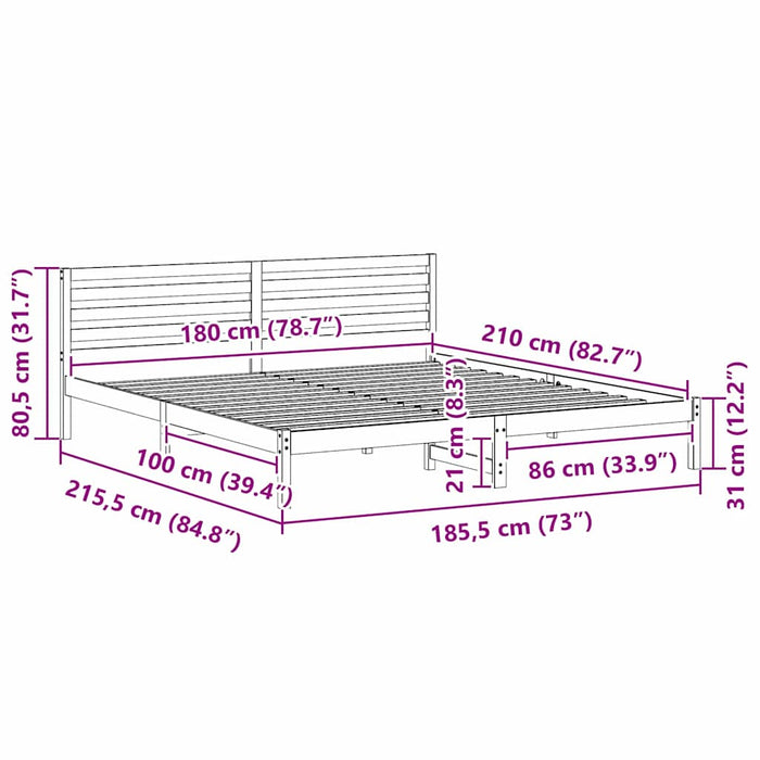 Cadru de pat cu headboard Alb 180 x 210 cm Lemn masiv de pin - WALTI WALTI