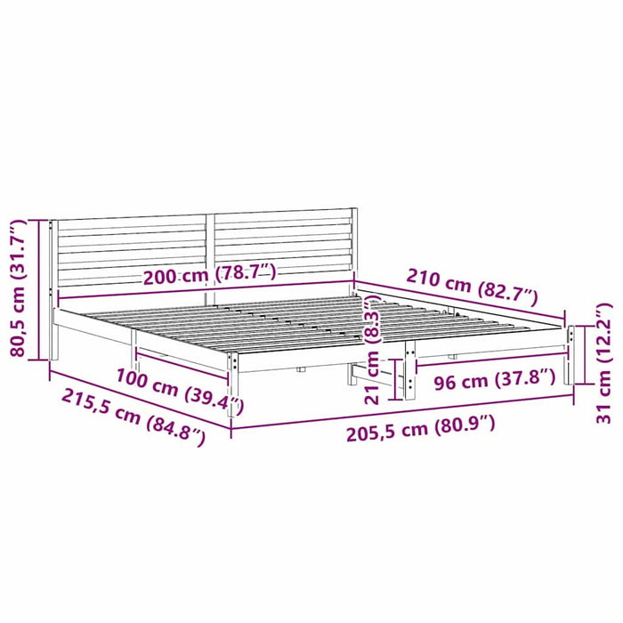 Cadru de pat cu headboard Maro 200 x 210 cm Lemn masiv de pin - WALTI WALTI