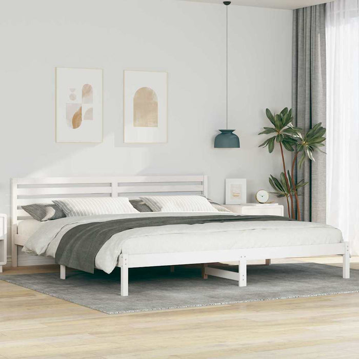 Cadru de pat cu headboard Alb 200 x 210 cm Lemn masiv de pin - WALTI WALTI