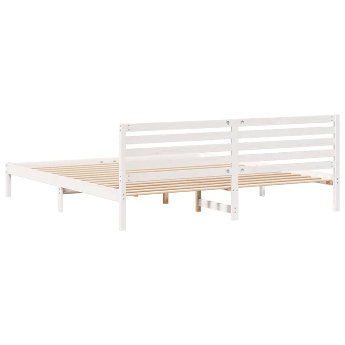 Cadru de pat cu headboard Alb 200 x 210 cm Lemn masiv de pin - WALTI WALTI