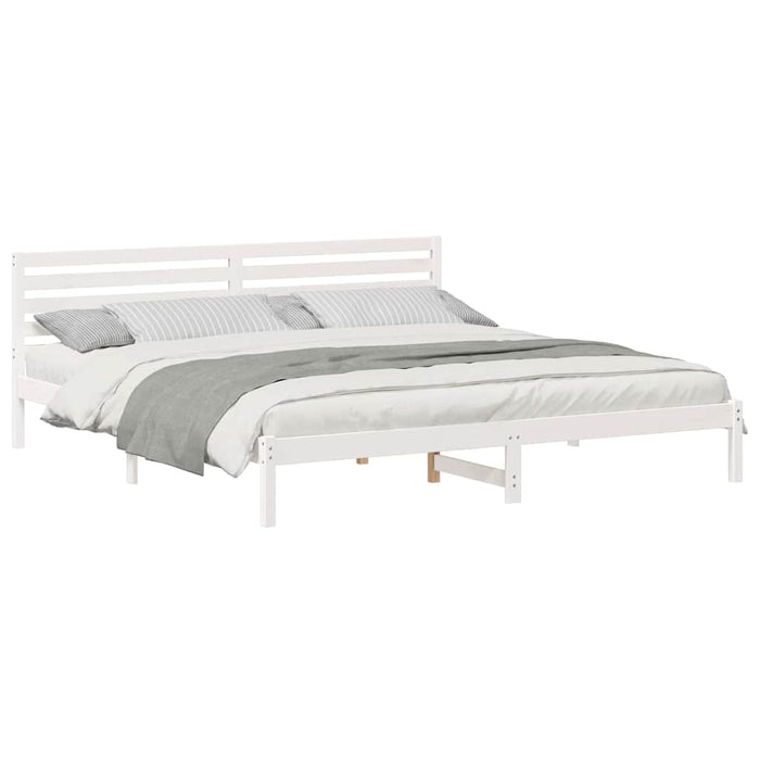 Cadru de pat cu headboard Alb 200 x 210 cm Lemn masiv de pin - WALTI WALTI