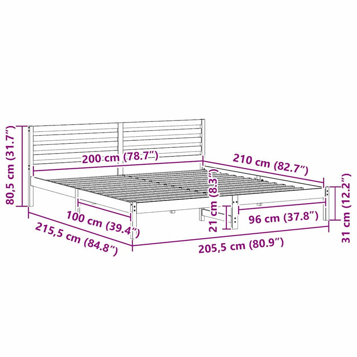 Cadru de pat Maro ceruit 200 x 210 cm Lemn masiv de pin - WALTI WALTI