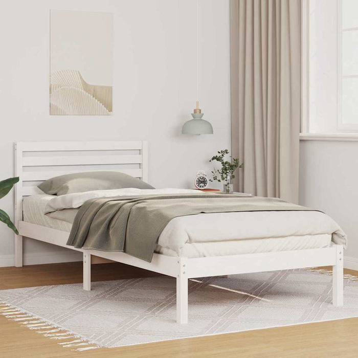 Cadru de pat cu headboard Alb 80 x 220 cm Lemn masiv de pin - WALTI WALTI