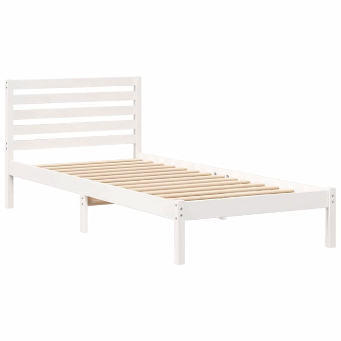 Cadru de pat cu headboard Alb 80 x 220 cm Lemn masiv de pin - WALTI WALTI