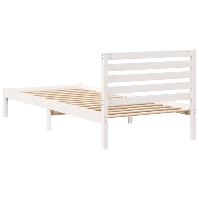 Cadru de pat cu headboard Alb 80 x 220 cm Lemn masiv de pin - WALTI WALTI
