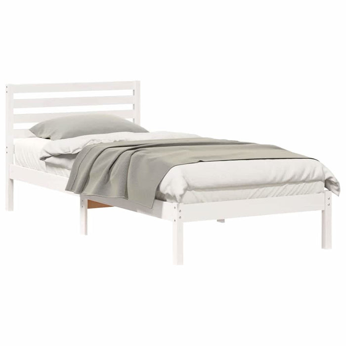 Cadru de pat cu headboard Alb 80 x 220 cm Lemn masiv de pin - WALTI WALTI