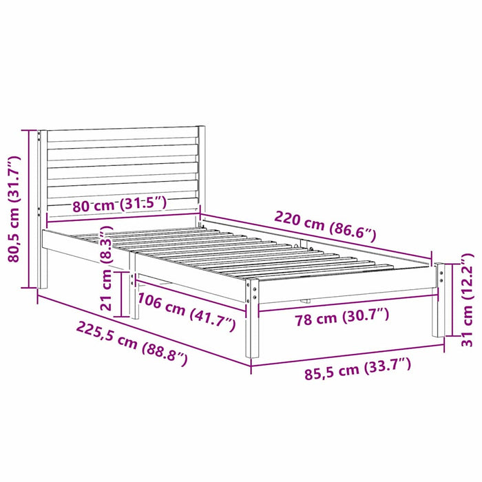 Cadru de pat Maro ceruit 80 x 220 cm Lemn masiv de pin - WALTI WALTI