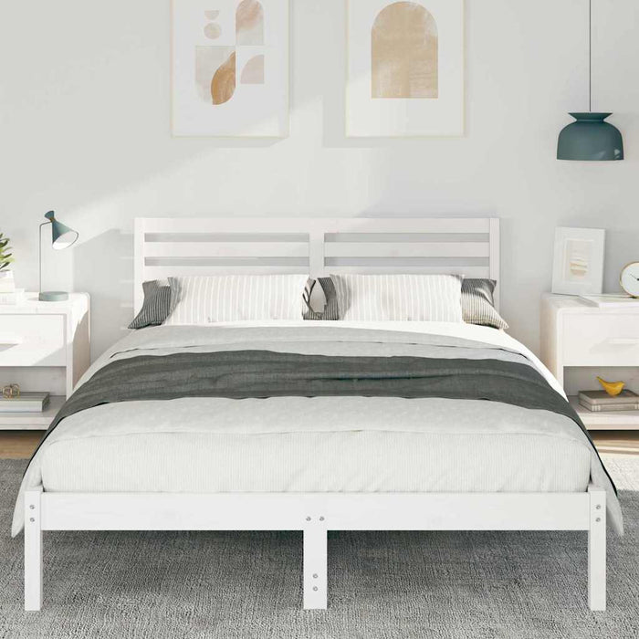 Cadru de pat cu headboard Alb 140 x 220 cm Lemn masiv de pin - WALTI WALTI