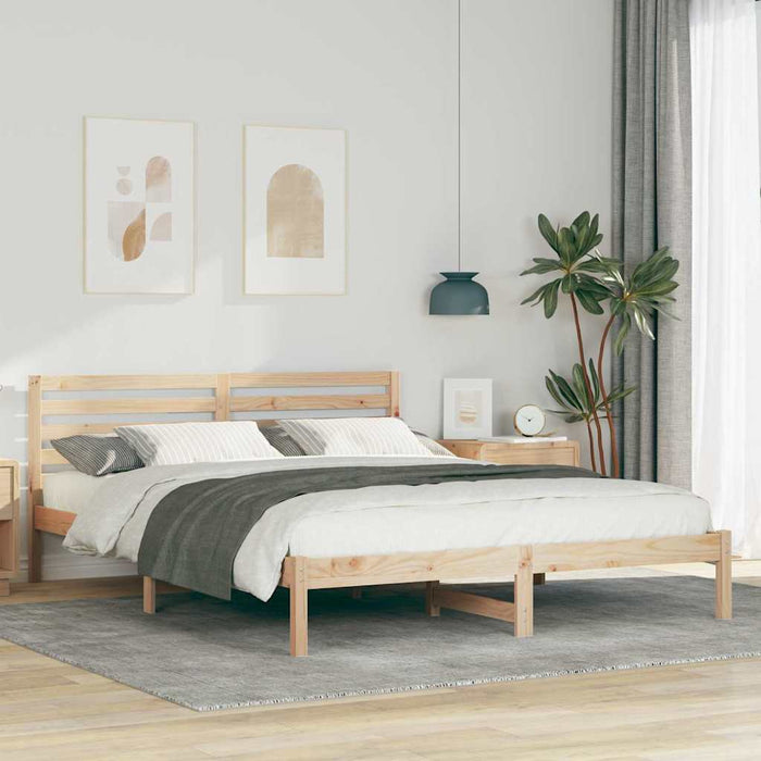 Cadru de pat cu headboard Maro 160 x 220 cm Lemn masiv de pin - WALTI WALTI