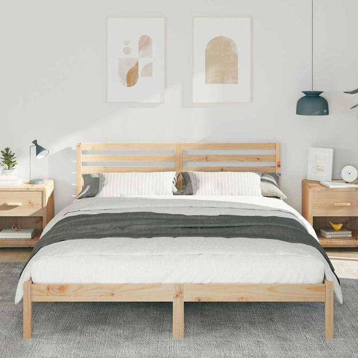 Cadru de pat cu headboard Maro 160 x 220 cm Lemn masiv de pin - WALTI WALTI