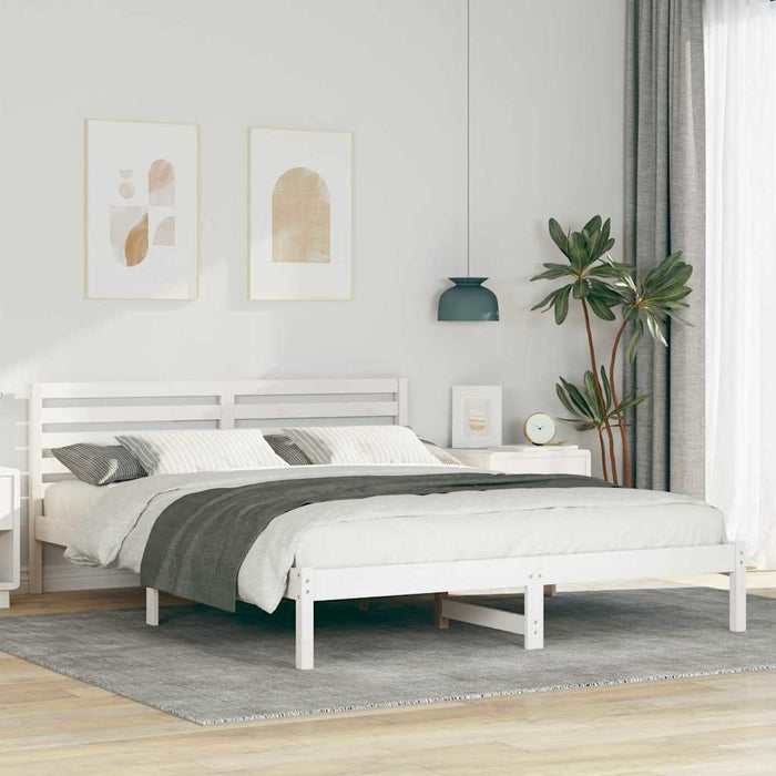 Cadru de pat cu headboard Alb 160 x 220 cm Lemn masiv de pin - WALTI WALTI