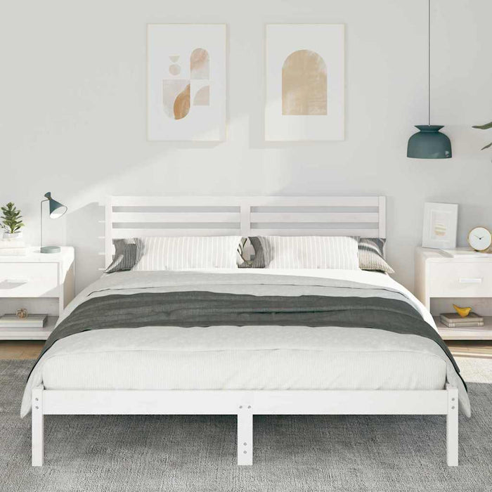 Cadru de pat cu headboard Alb 160 x 220 cm Lemn masiv de pin - WALTI WALTI