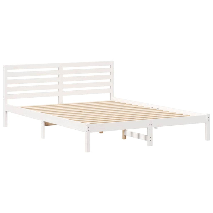 Cadru de pat cu headboard Alb 160 x 220 cm Lemn masiv de pin - WALTI WALTI