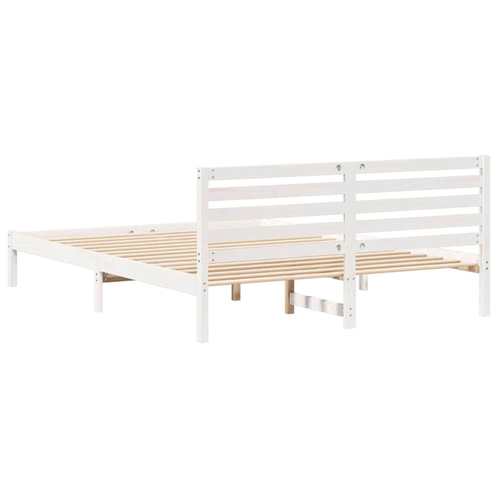 Cadru de pat cu headboard Alb 160 x 220 cm Lemn masiv de pin - WALTI WALTI