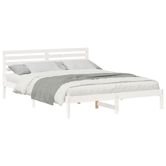 Cadru de pat cu headboard Alb 160 x 220 cm Lemn masiv de pin - WALTI WALTI