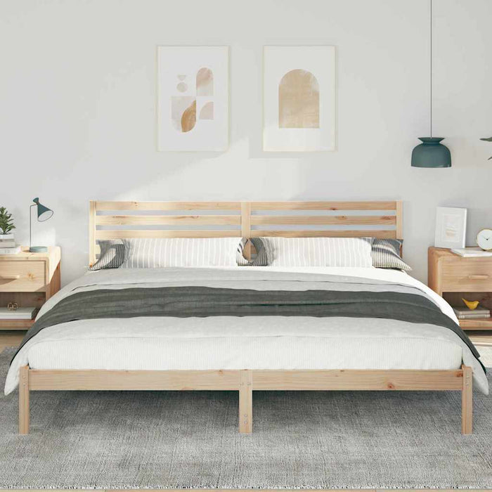 Cadru de pat cu headboard Maro 180 x 220 cm Lemn masiv de pin - WALTI WALTI