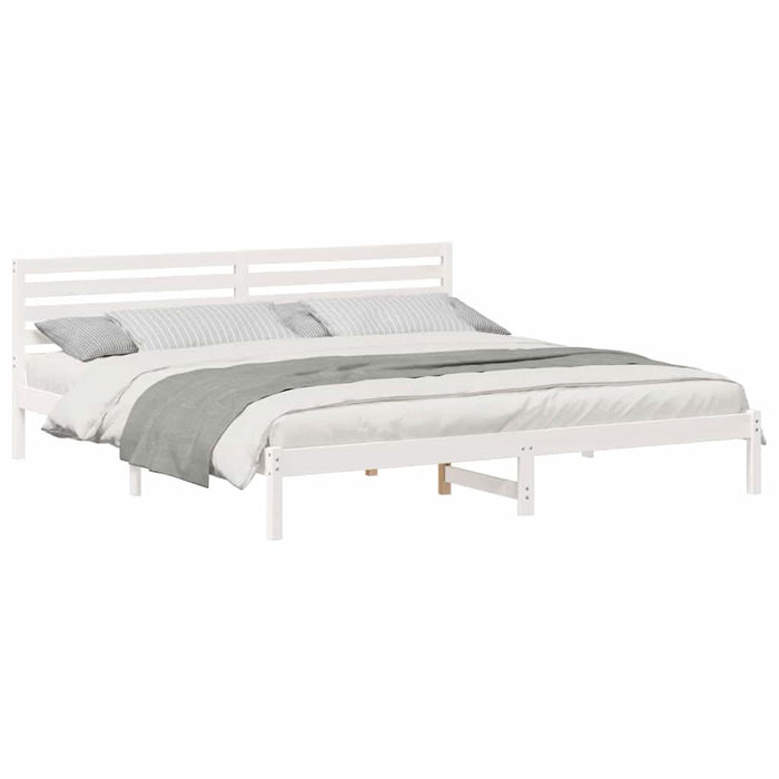 Cadru de pat cu headboard Alb 180 x 220 cm Lemn masiv de pin - WALTI WALTI
