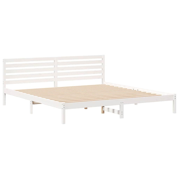 Cadru de pat cu headboard Alb 200 x 220 cm Lemn masiv de pin - WALTI WALTI