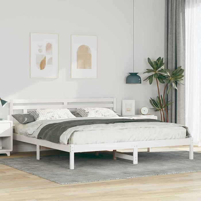 Cadru de pat cu headboard Alb Lemn masiv de pin - WALTI WALTI