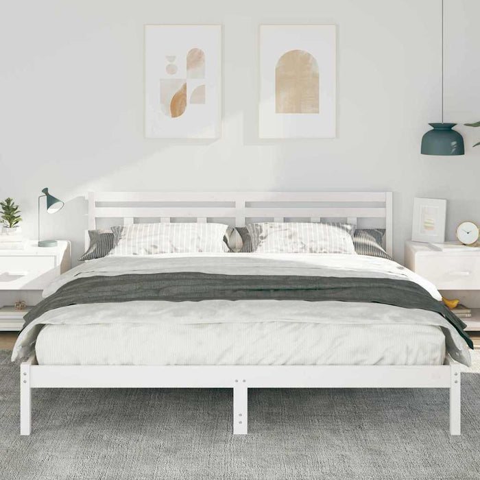 Cadru de pat cu headboard Alb Lemn masiv de pin - WALTI WALTI