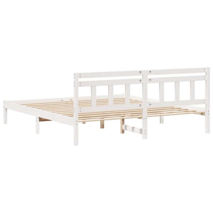 Cadru de pat cu headboard Alb Lemn masiv de pin - WALTI WALTI