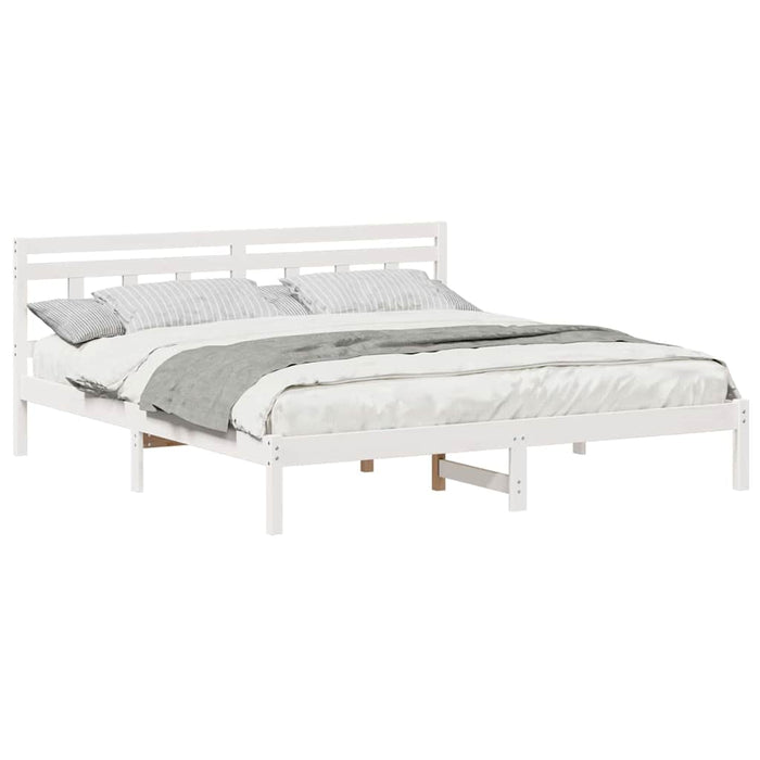 Cadru de pat cu headboard Alb Lemn masiv de pin - WALTI WALTI