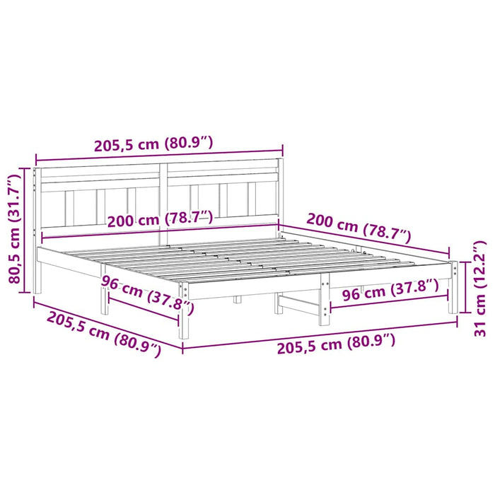 Cadru de pat cu headboard Alb Lemn masiv de pin - WALTI WALTI