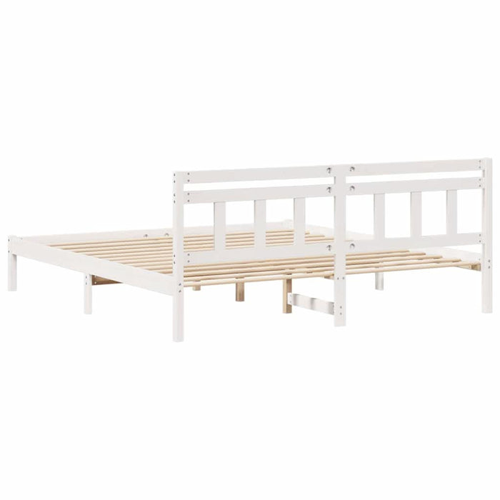 Cadru de pat cu headboard Alb Lemn masiv de pin - WALTI WALTI