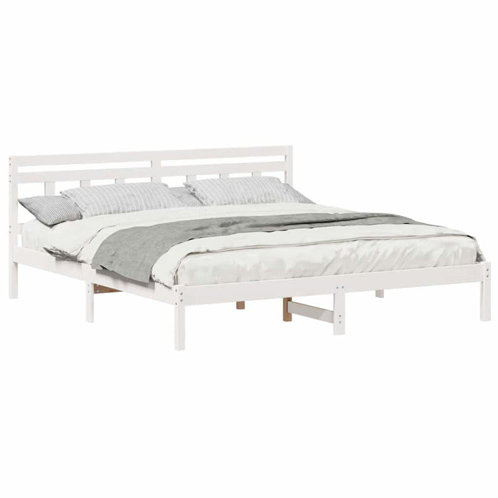 Cadru de pat cu headboard Alb Lemn masiv de pin - WALTI WALTI