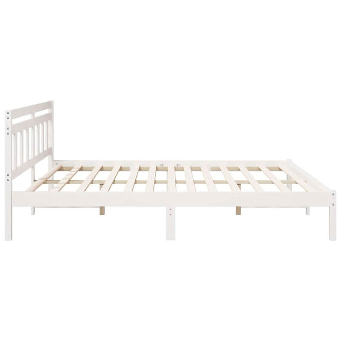 Cadru de pat cu headboard Alb Lemn masiv de pin - WALTI WALTI