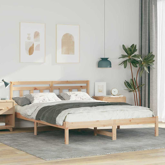 Cadru de pat cu headboard Maro Lemn masiv de pin - WALTI WALTI