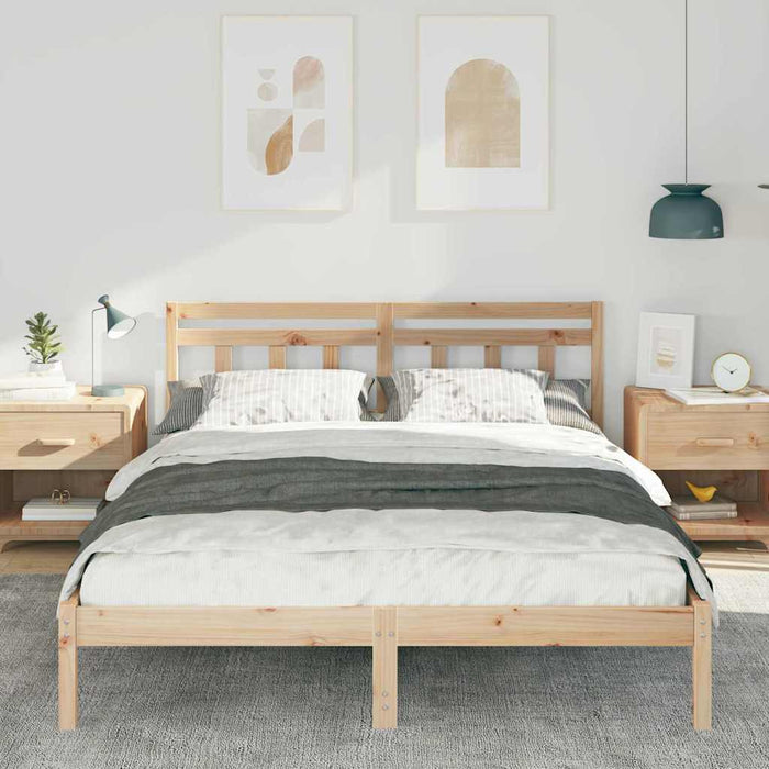 Cadru de pat cu headboard Maro Lemn masiv de pin - WALTI WALTI