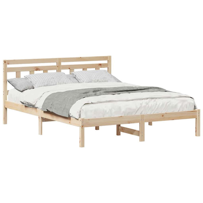 Cadru de pat cu headboard Maro Lemn masiv de pin - WALTI WALTI