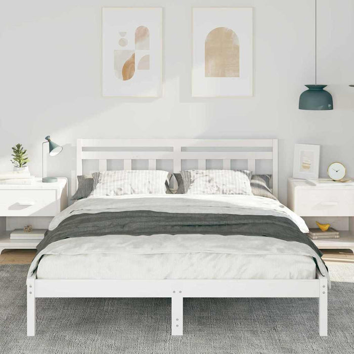 Cadru de pat cu headboard Alb Lemn masiv de pin - WALTI WALTI