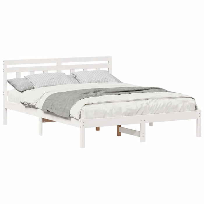 Cadru de pat cu headboard Alb Lemn masiv de pin - WALTI WALTI