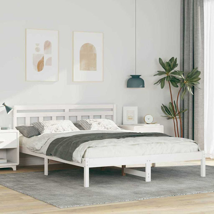 Cadru de pat cu headboard Alb Lemn de brad - WALTI WALTI