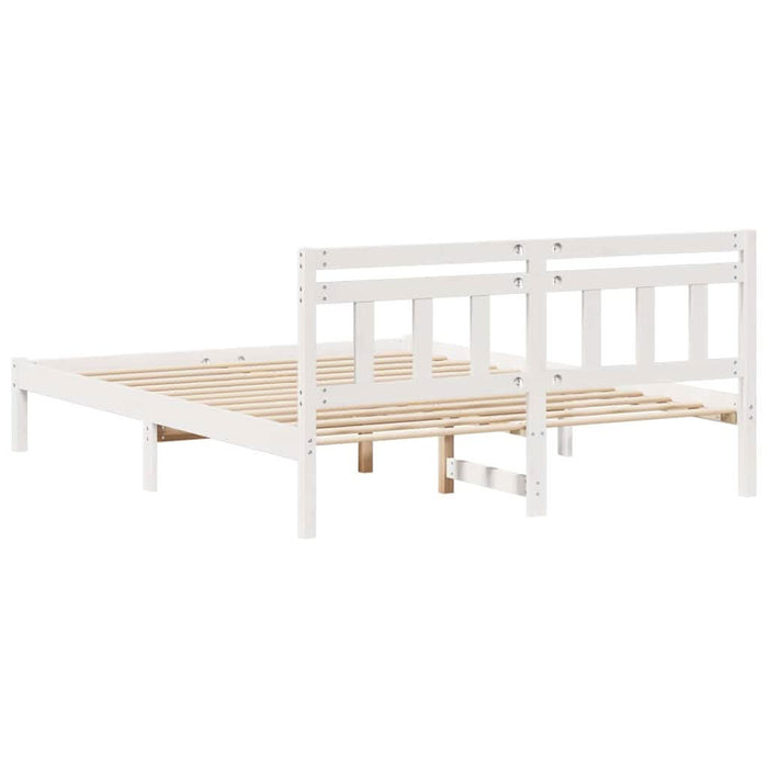 Cadru de pat cu headboard Alb Lemn de brad - WALTI WALTI