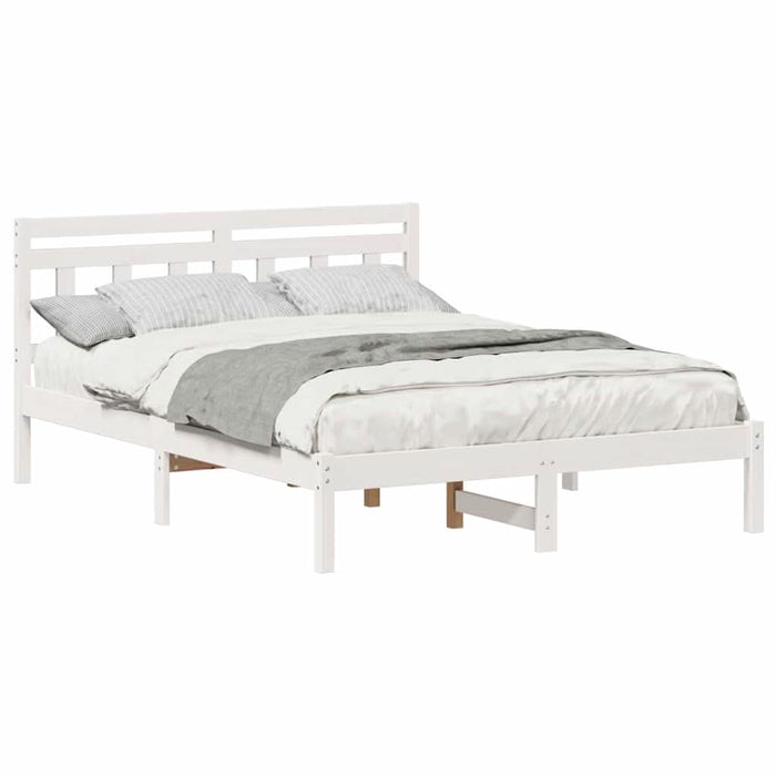 Cadru de pat cu headboard Alb Lemn masiv de pin - WALTI WALTI