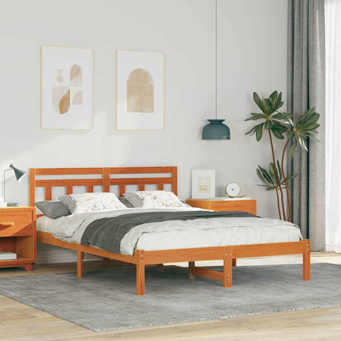 Cadru de pat cu headboard Maro Lemn masiv de pin - WALTI WALTI