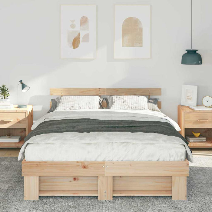 Cadru de pat cu headboard Maro 160 x 200 cm Lemn masiv de pin - WALTI WALTI
