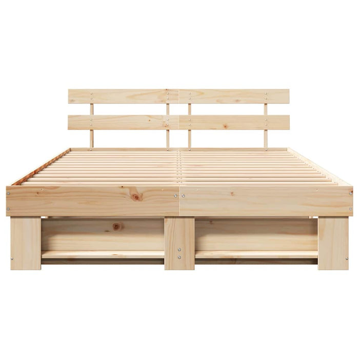 Cadru de pat cu headboard Maro 160 x 200 cm Lemn masiv de pin - WALTI WALTI